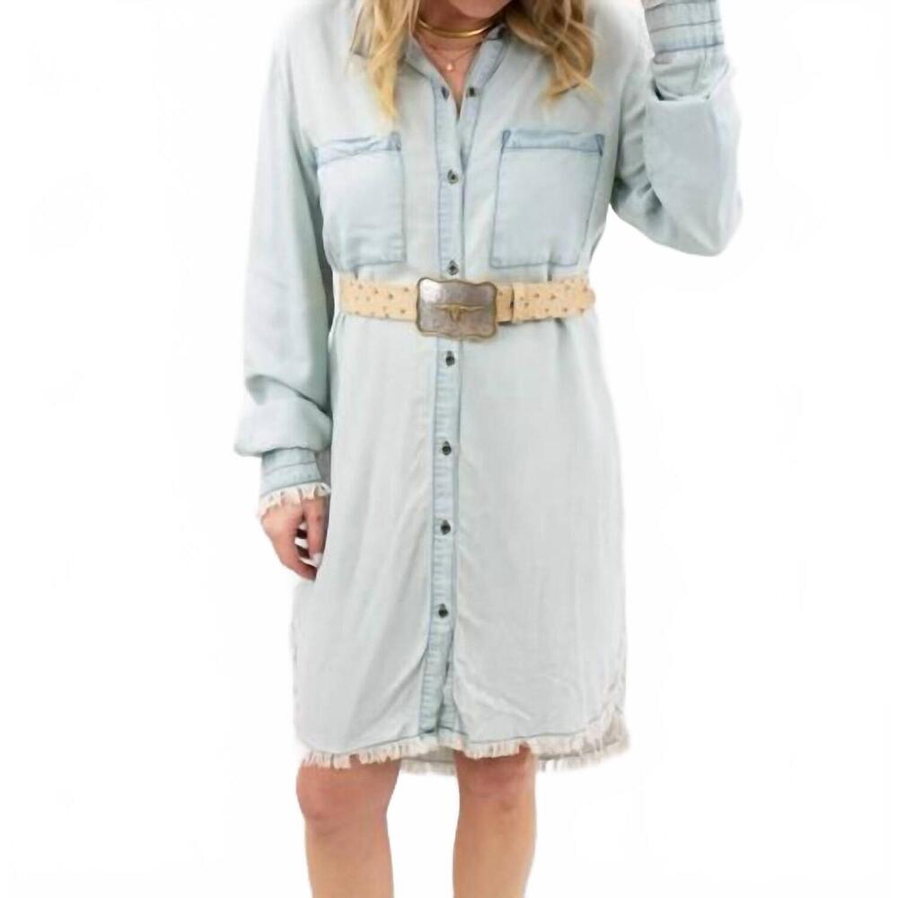 NEW TREND:NOTES easy does it oversized shirt mini dress in light wash denim